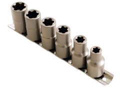 LASER 5150 6-Piece 1/2" Inch Drive Torx Plus Socket Set Chrome Vanadium Stee