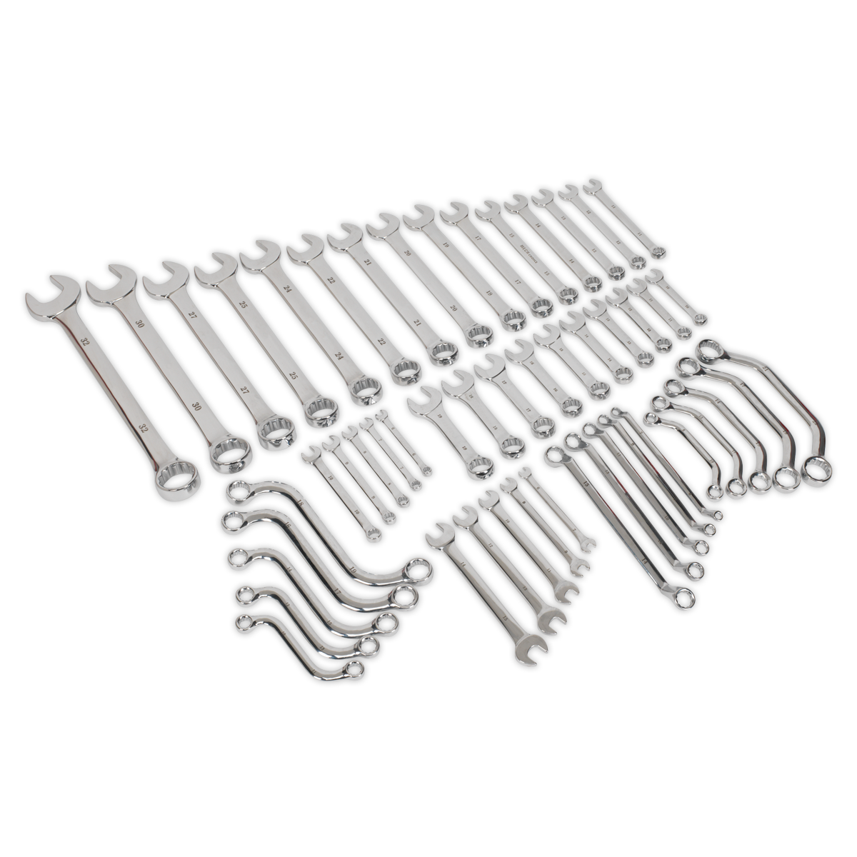 Sealey Multi Purpose Metric Spanner Set 50 Pieces Tool Kit Mirror Finish S01084
