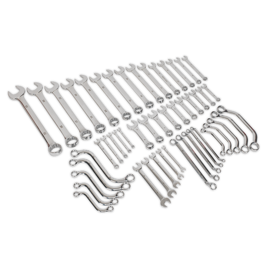 Sealey Multi Purpose Metric Spanner Set 50 Pieces Tool Kit Mirror Finish S01084