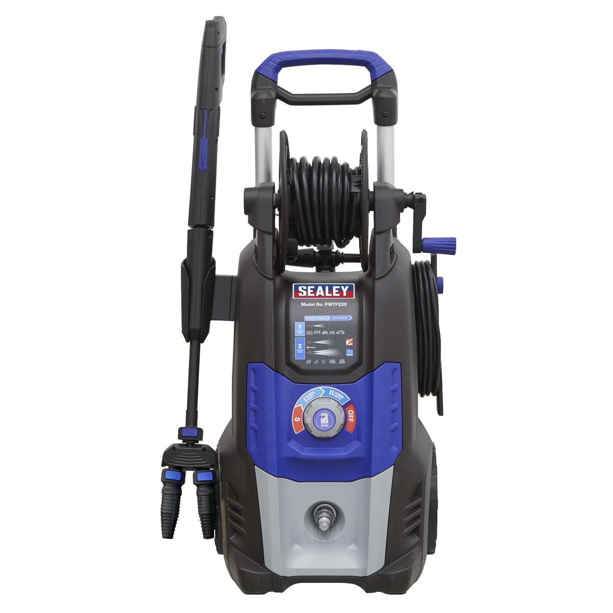 Sealey Pressure Washer 150bar 810ltr/hr Twin Flow 230V 1250W 8m Hose PWTF2200