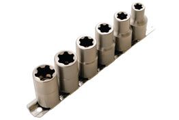 LASER 5150 6-Piece 1/2" Inch Drive Torx Plus Socket Set Chrome Vanadium Stee