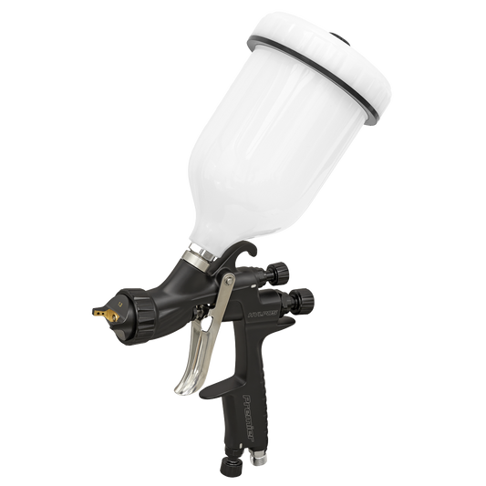 Sealey HVLP Gravity Feed Spray Gun 1.3mm Set-Up Clear Base Coats HVLP05