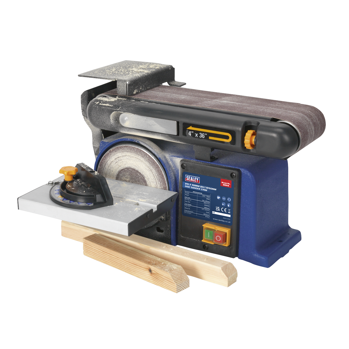 Sealey Belt/Disc Sander With Mitre Gauge 915 x 100mm/Ø150 370W/230V SM914