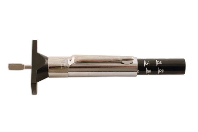 LASER TOOLS 5157 Tyre Tread Depth Gauge 1mm-22mm Brass Chrome Finish Tool