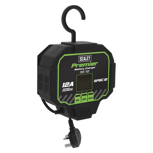Sealey 12A Fully Automatic Smart Battery Charger & Maintainer Compact SPBC12