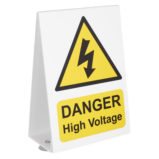 Sealey High Voltage Vehicle Warning Sign With Two Suction Cups On the Base HVS1