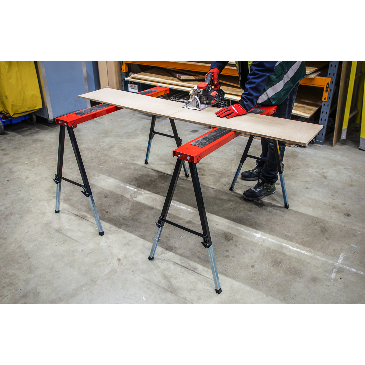 Sealey Fold Down Trestle Pair With Adjustable Height Legs & Anti-Slip Mat FTAL12