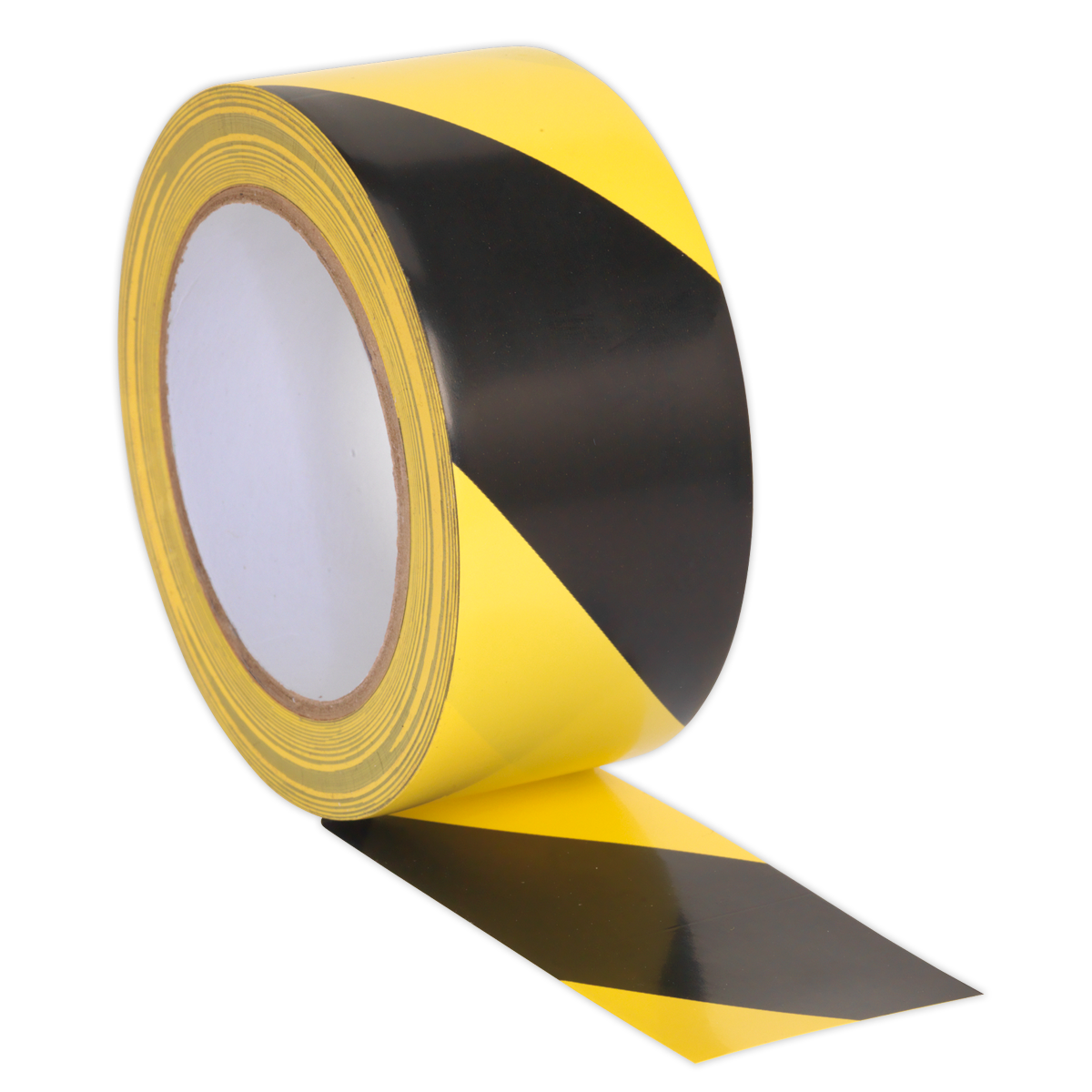 Sealey Hazard Warning Tape 50mm x 33m Black Yellow Adhesive PVC Film HWTBY