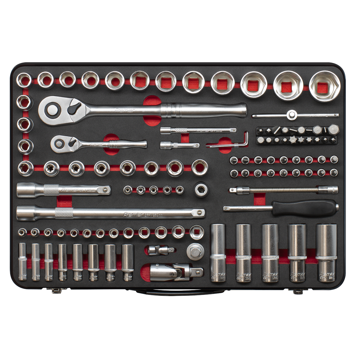 Premier Platinum Socket Set 1/4" 1/2" Square Drive 108 Pieces With Storage Case