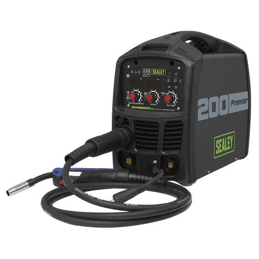 Sealey 200A MIG TIG & MMA Inverter Welder 230V 30A - 200A Black INVMIG200