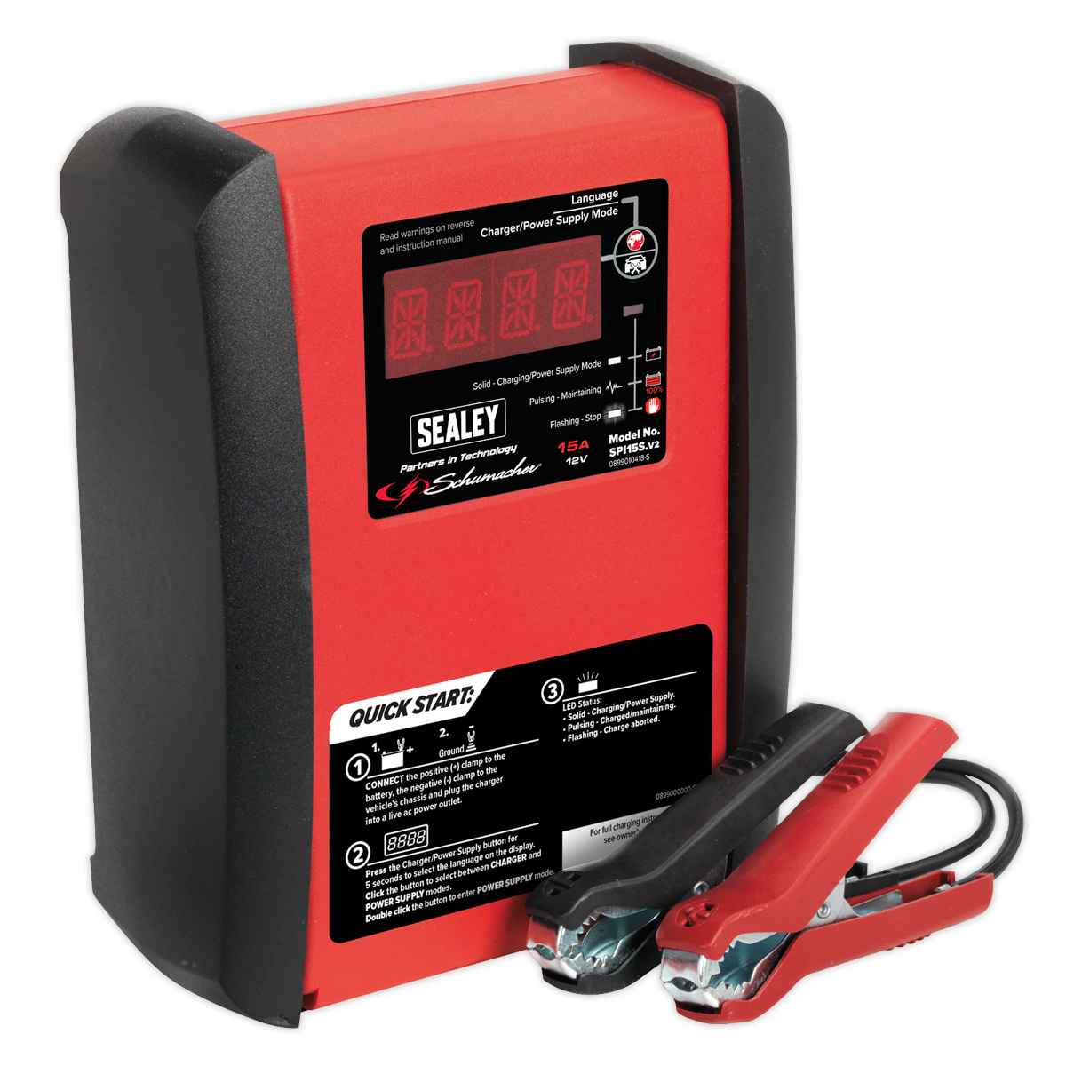 Sealey Schumacher 15A 12V Automatic Smart Battery Charger & Maintainer SPI15S