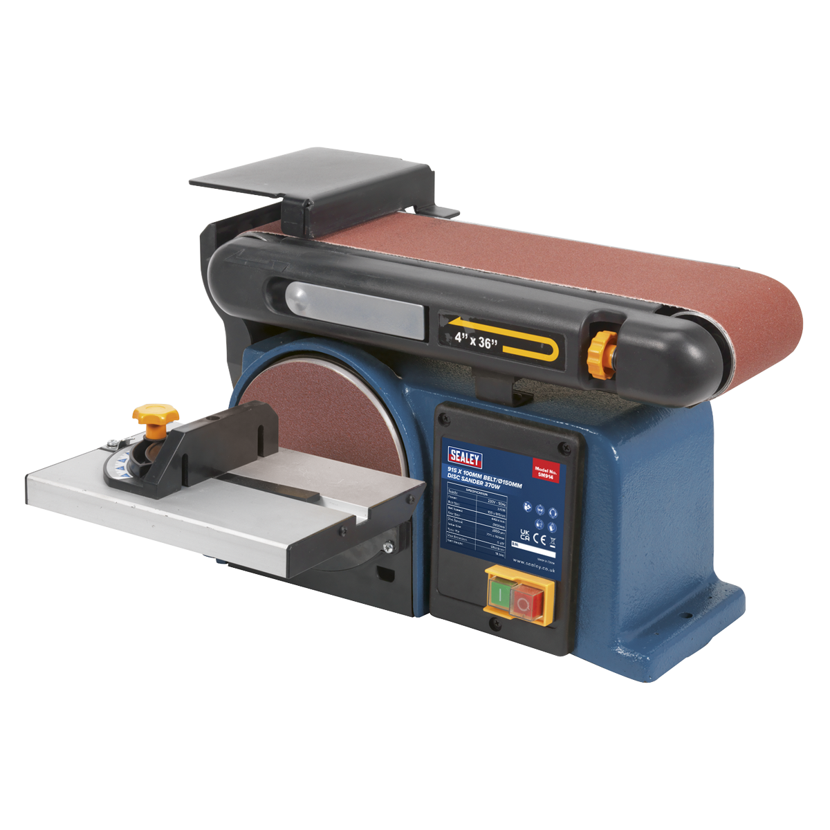 Sealey Belt/Disc Sander With Mitre Gauge 915 x 100mm/Ø150 370W/230V SM914