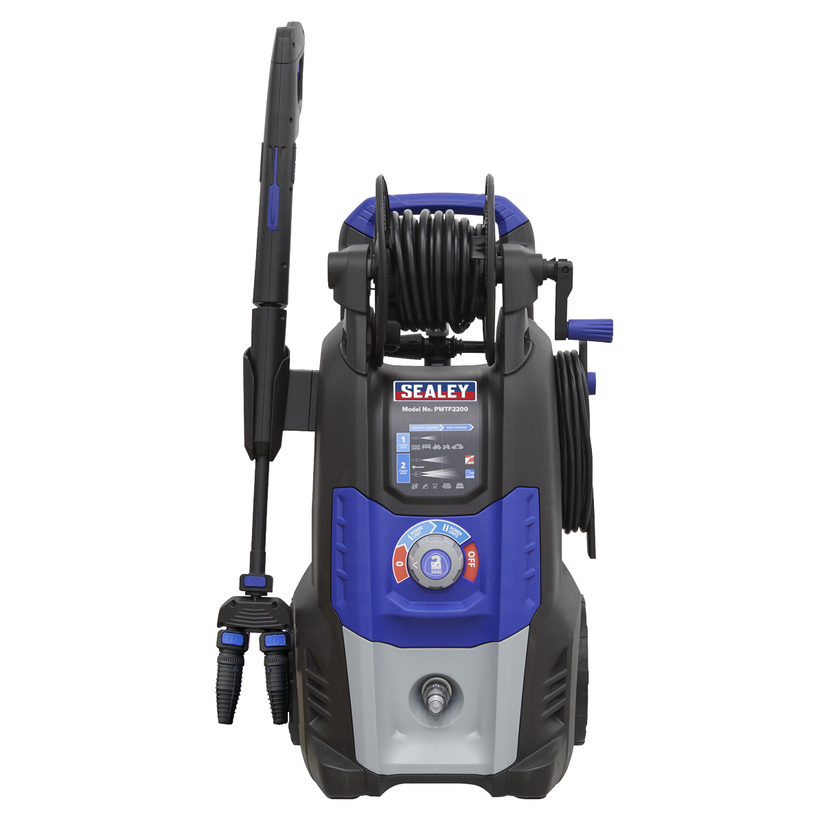 Sealey Pressure Washer 150bar 810ltr/hr Twin Flow 230V 1250W 8m Hose PWTF2200