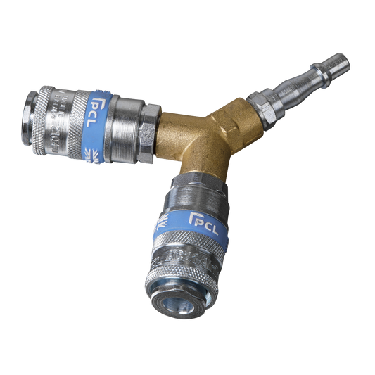 Sealey Twin Coupling Bodies Y-Adaptor For Wrenches, Sanders & Grinders AC87