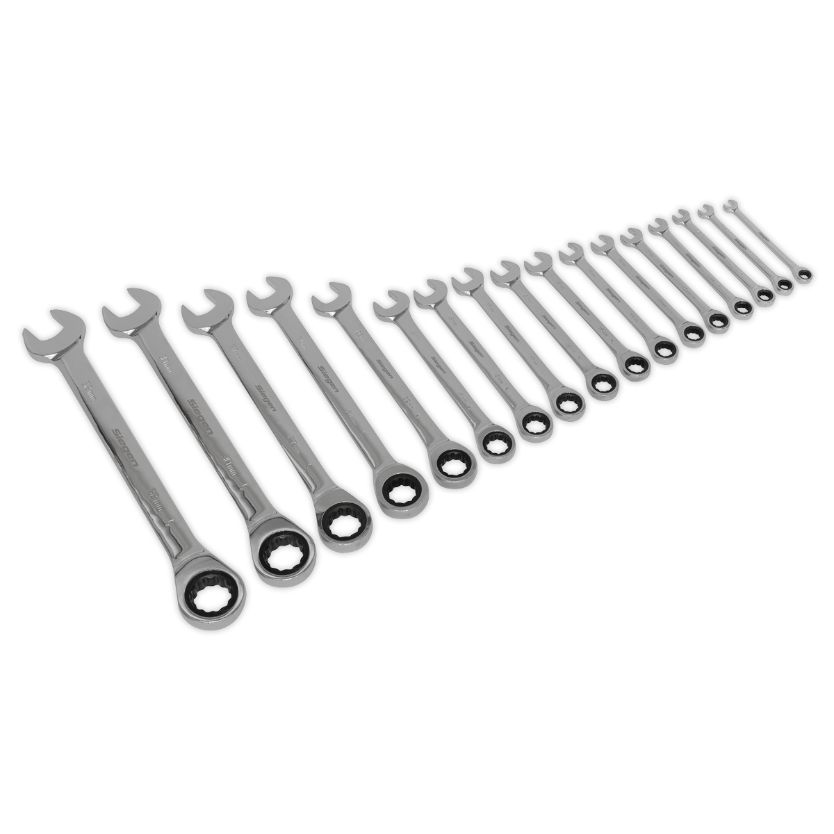 Sealey Combination Ratchet Spanner Set 17 Pieces Metric Tool Kit S01156