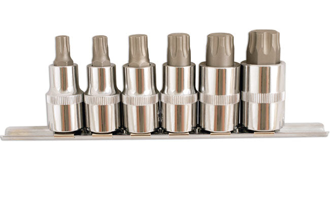 LASER 5214 6Pcs Screwdriver Torx Plus Bit Set 1/2" Drive Chrome Vanadium Steel