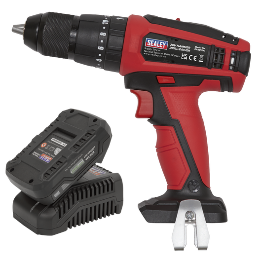 Sealey 20V 2Ah SV20 Series Ø13mm Lightweight Combi Drill/Driver Kit CP20VDDKIT1
