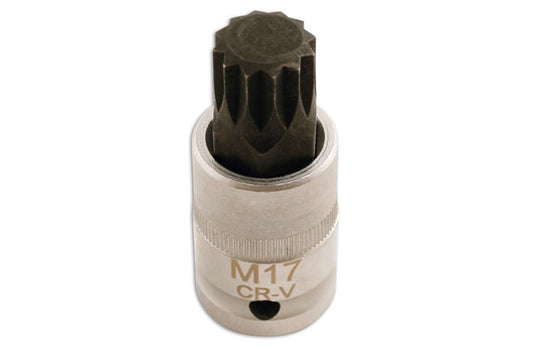LASER 5218 Screwdriver M17 Spline Bit Socket 1/2" Drive Chrome Vanadium Steel