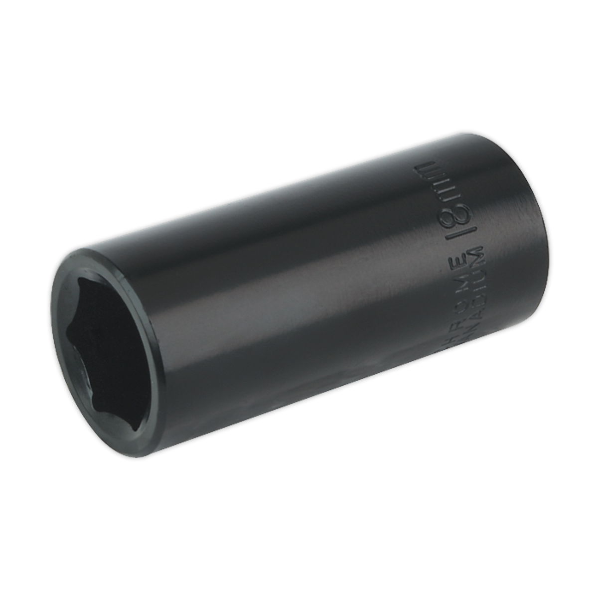 Sealey Impact Socket 18mm Deep 3/8" Square Drive Chrome Vanadium Black IS3818D