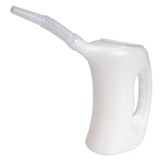 Sealey 2L Measuring Jug 2 Litre Removable Flexible Spout Oil Fuel Resistant J2F