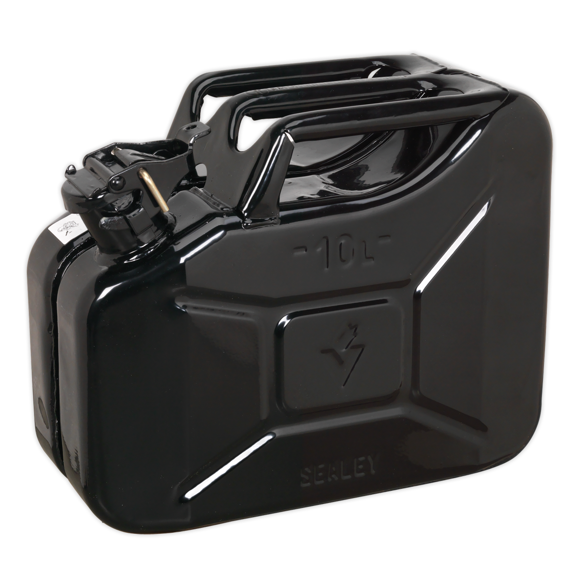 Sealey Jerry Can 10L Pickled Steel Sheet With Fuel Resistant Lining Black JC10B