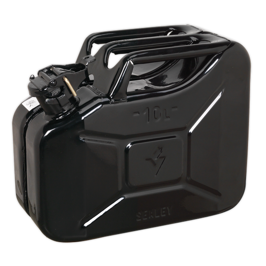 Sealey Jerry Can 10L Pickled Steel Sheet With Fuel Resistant Lining Black JC10B