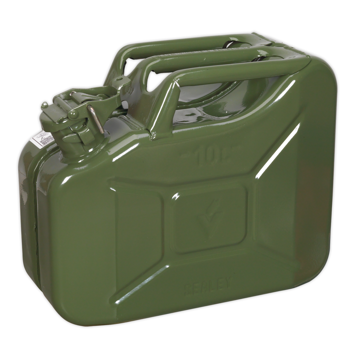 Sealey Jerry Can 10L Pickled Steel Sheet With Fuel Resistant Lining Green JC10G