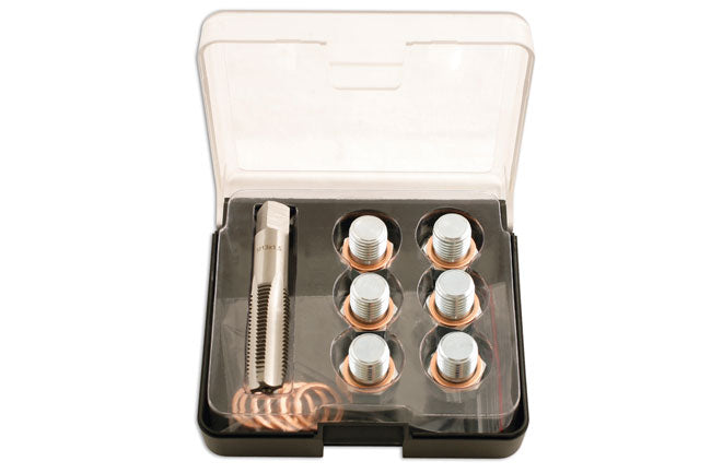 LASER 5225 Oil Drain Plug Thread Repair Kit M13 x 1.5 With 6 Plugs & 12 Washers