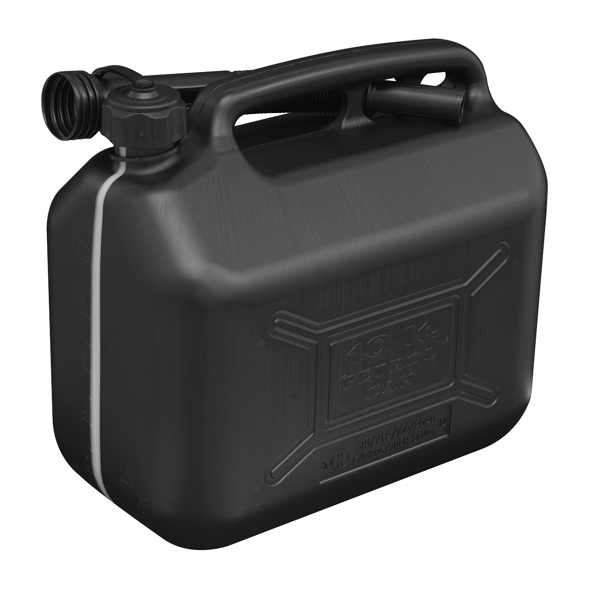 Sealey Plastic Fuel Can Colour-Coded Black For Diesel Flexible Spout 10L JC10PB