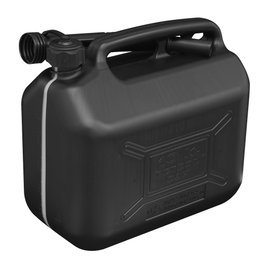 Sealey Plastic Fuel Can Colour-Coded Black For Diesel Flexible Spout 10L JC10PB