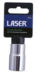 LASER 0813 Socket Wrench Insert 1/2" Drive 17mm Spanner Chrome Vanadium Steel