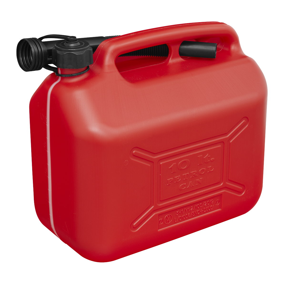 Sealey Plastic Fuel Can Colour-Coded Red For Lead Replacement Fuel 10L JC10PR