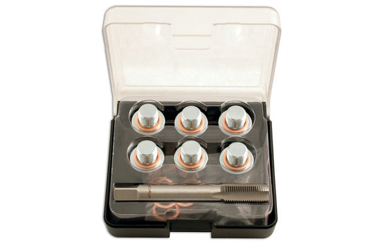 LASER 5226 Oil Drain Plug Thread Repair Kit M13 x 1.25 With 6 Plugs & 12 Washers