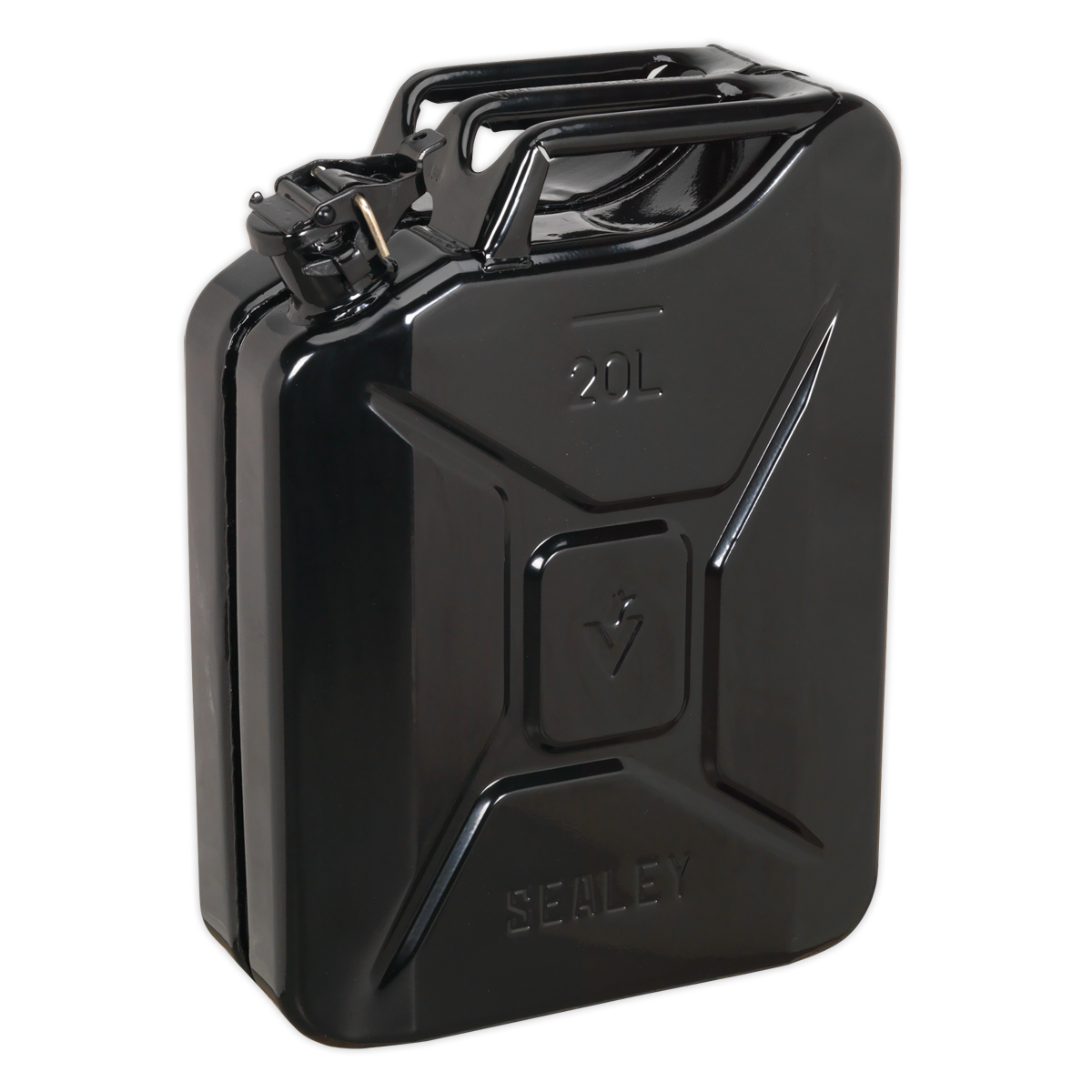 Sealey Jerry Can 20L Pickled Steel Sheet With Fuel Resistant Lining Black JC20B
