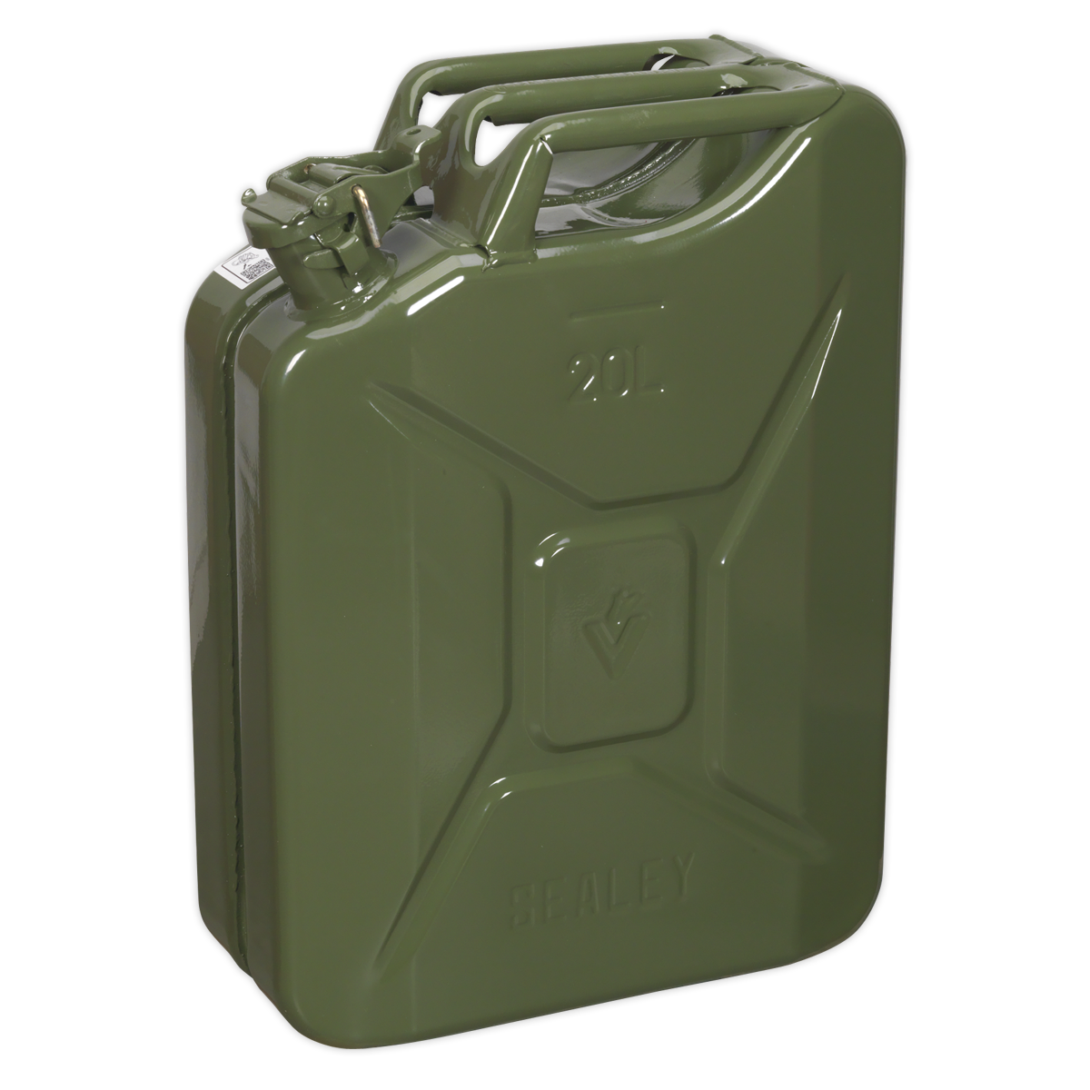 Sealey Jerry Can 20L Pickled Steel Sheet With Fuel Resistant Lining Green JC20G