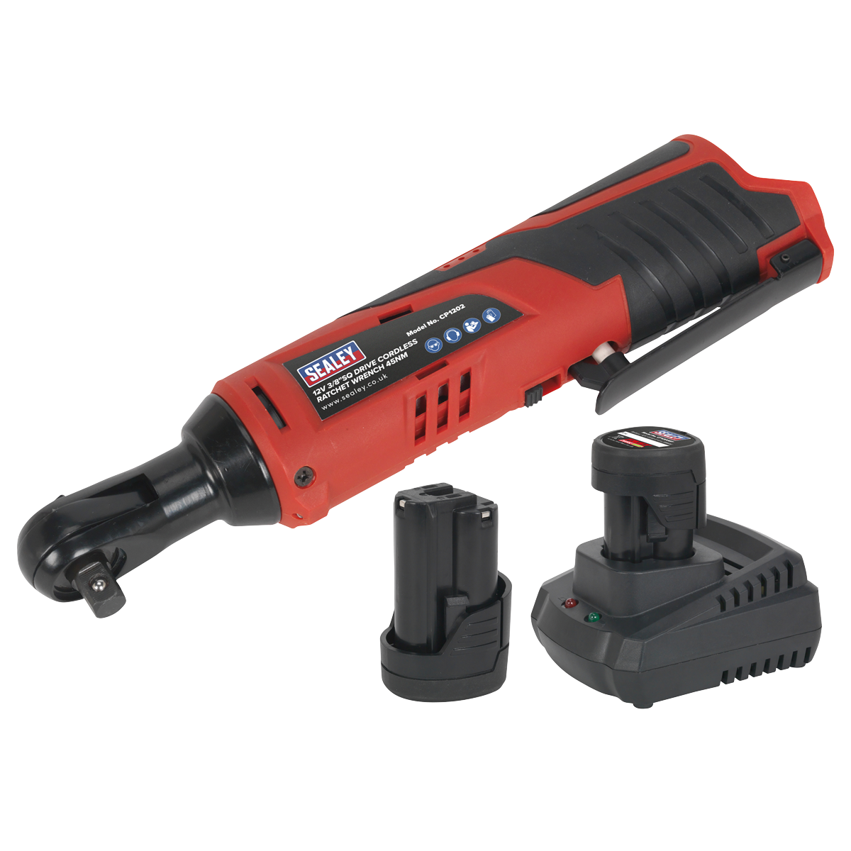 Sealey 12v 2x1.5Ah Li-Ion 3/8" Square Drive Ratchet Wrench Kit CP1202KIT