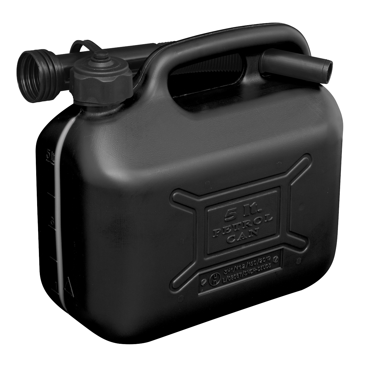 Sealey Plastic Fuel Can Flexible Spout Colour-Coded Black For Diesel 5L JC5B