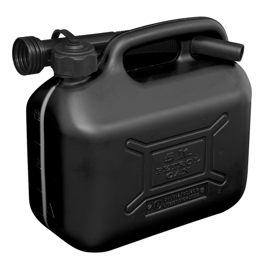 Sealey Plastic Fuel Can Flexible Spout Colour-Coded Black For Diesel 5L JC5B