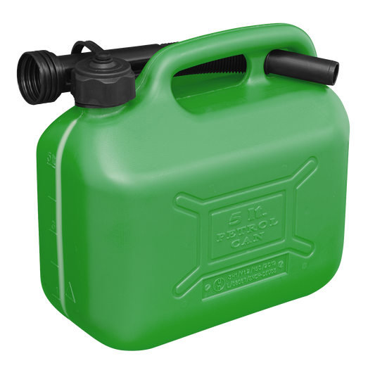 Sealey Plastic Fuel Can Colour-Coded Green For Unleaded Fuel 5 Litres JC5G