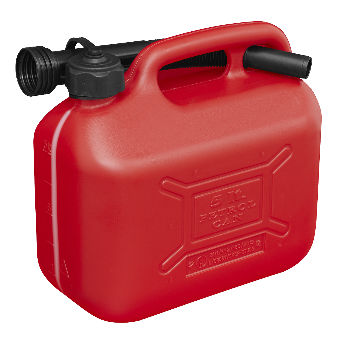 Sealey Plastic Fuel Can 5 Litres Screw Lock Cap & Flexible Spout - Red JC5R