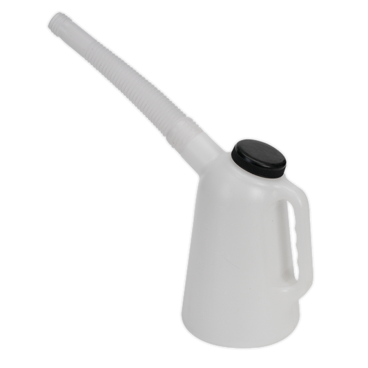 Sealey 1L Oil Container With Lid & Flexible Spout Polyethylene - White JDL1