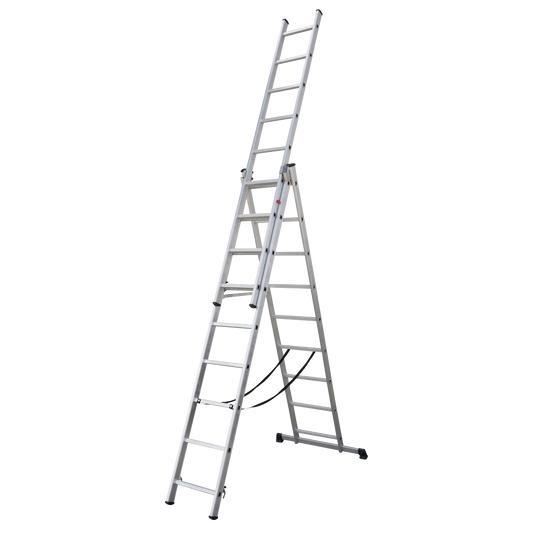 Sealey Extension Combination Ladder Aluminium 3 x 9 Steps 150kg 6.5m Height ACL3