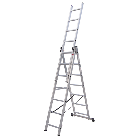 Sealey Extension Combination Ladder Aluminium 3 x 7 Steps 150kg 5m Height ACL307