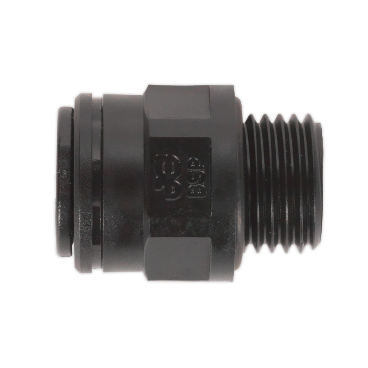 Sealey 8mm Pipe to 1/4" BSP Thread Straight Adaptor - Pack of 5 Black JGC814
