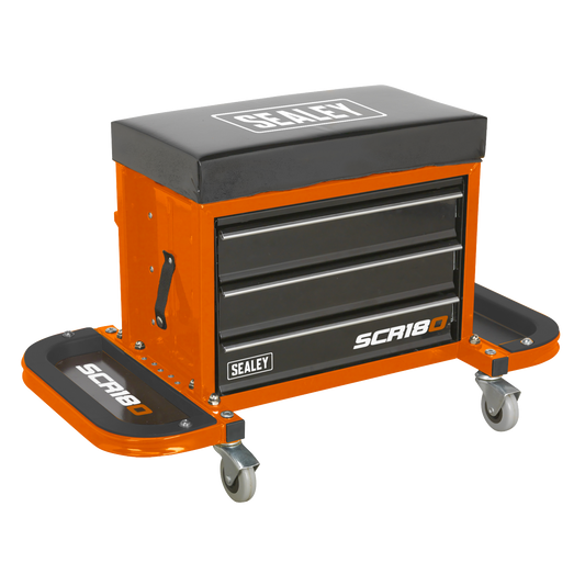 Sealey Mechanics Utility Seat & Tool Box Storage Organiser - Orange SCR18O