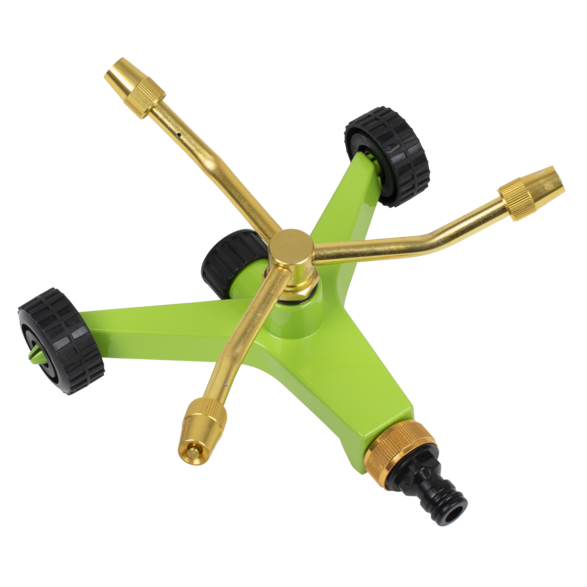 Sealey 3-Arm Brass Sprinkler Ø10m Maximum With Metal Wheeled Base JS2032
