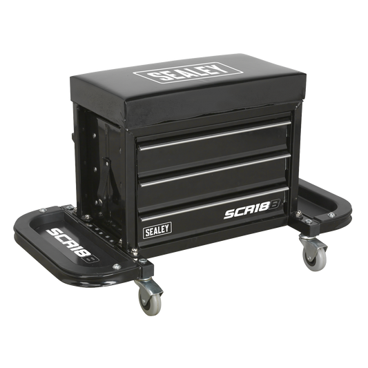 Sealey Mechanics Utility Seat & Tool Box Storage Organiser - Black SCR18B