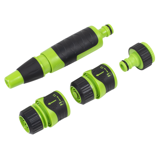Sealey Deluxe Hose Nozzle & Connector Set 1/2" 3/4" Rubber Handles 4 Pcs JS9611