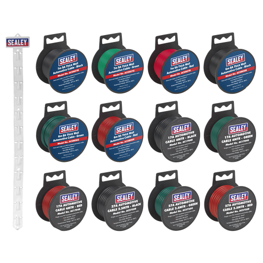 Sealey Clip Strip Deal Car Automotive Cable Thick Wall 5A-27A 2.5m-7m ACSET