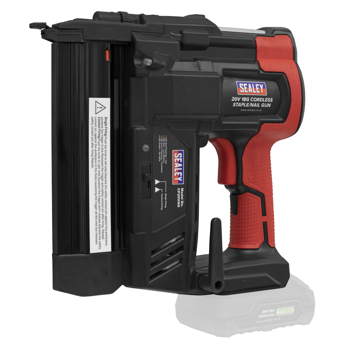 Sealey 20V SV20 Series 18G Cordless Staple Nail Gun - Body Only CP20VNG